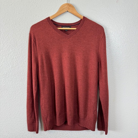 Banana Republic Other - Banana Republic V Neck Merino Wool Sweater Men's Size L Red Long Sleeve Pullover